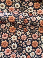 3D Nakış Örgü Çıtır Çiçek Desenli Kumaş 4