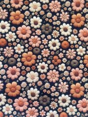 3D Nakış Örgü Çıtır Çiçek Desenli Kumaş 4