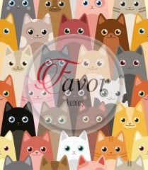 Kedi Yüzü Desenli Kumaş