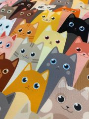 Kedi Yüzü Desenli Kumaş