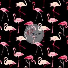 Siyah Zemin Flamingo Desenli Kumaş