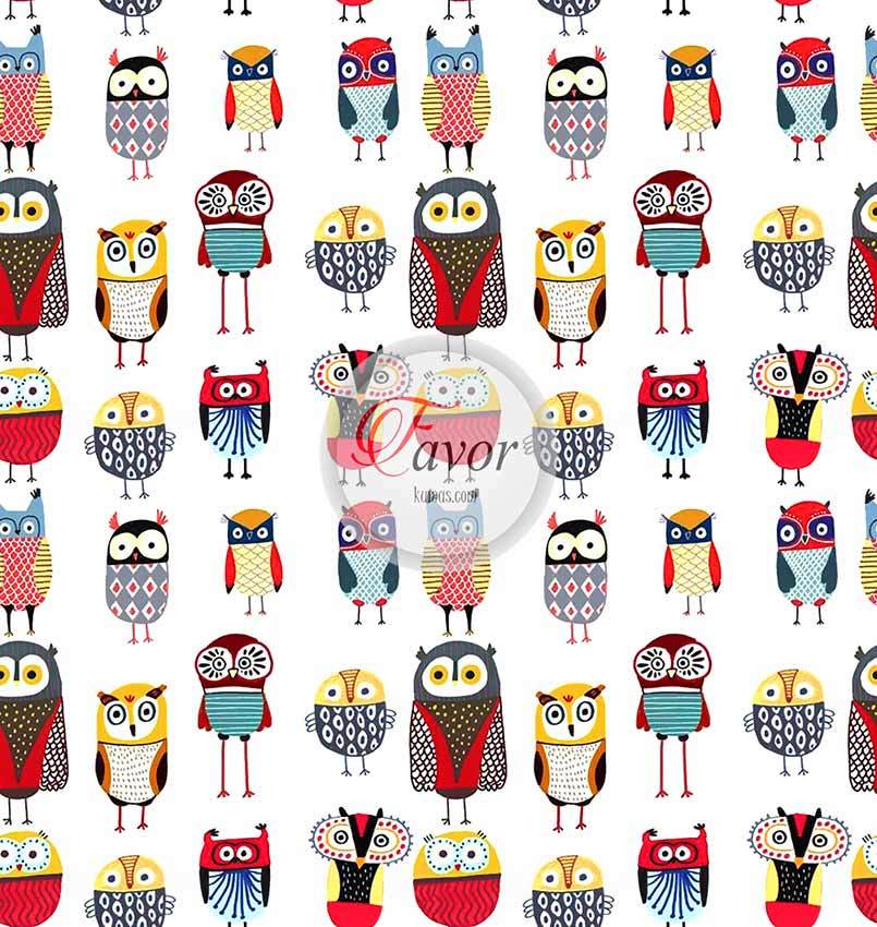 Baykuş Desenli Kumaş 5