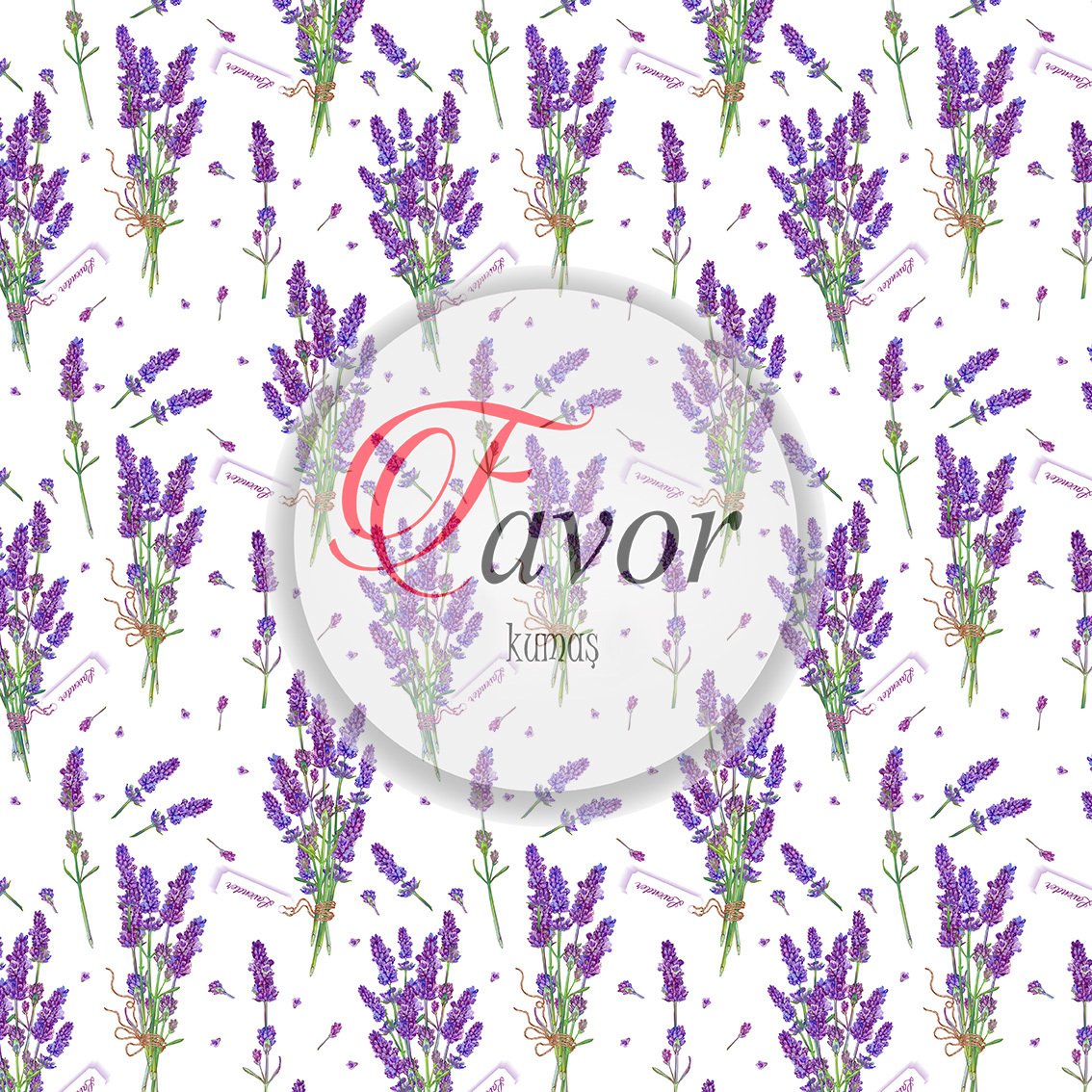 Lavanta Desenli Kumaş 1 mt -2 adet runner