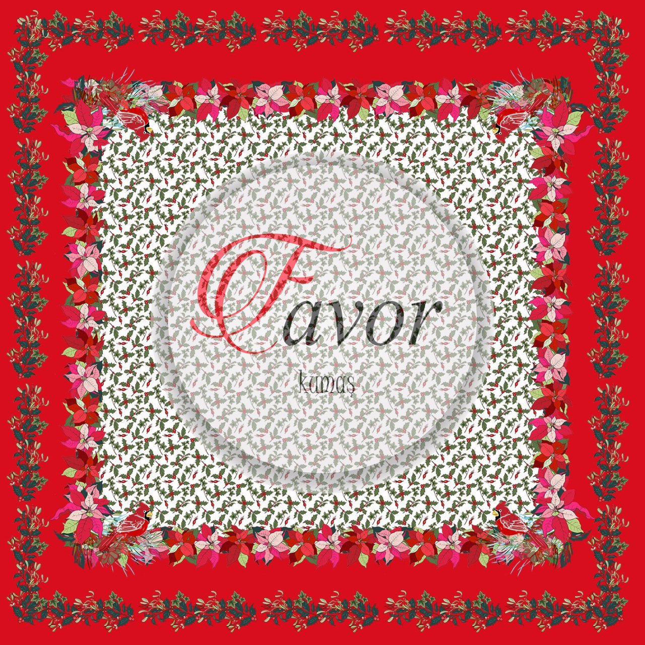 Kokina Desenli Masa Örtüsü Kumaşı