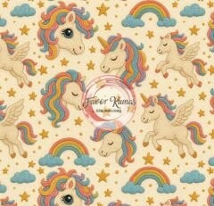 3D Nakış Unicorn Desenli Kumaş