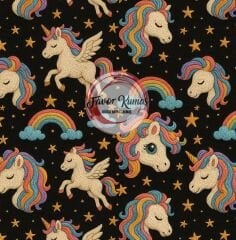 3D Nakış Unicorn Desenli Kumaş