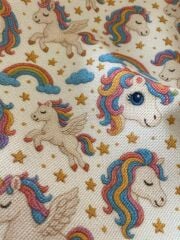 3D Nakış Unicorn Desenli Kumaş