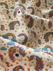3D Nakış Unicorn Desenli Kumaş