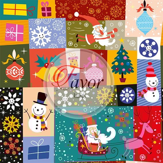 Yılbaşı Patchwork Desenli Kumaş