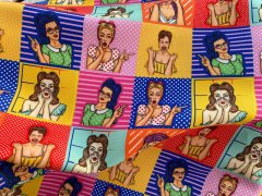 Pop Art Kadın Desenli Kumaş
