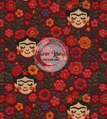 3D Nakış Çiçekli Meksika Kadınları Desenli Kumaş