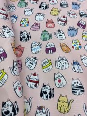 Tombul Kedi Desenli Kumaş