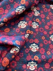 3D Nakış Çiçekli Meksika Kadınları Desenli Kumaş