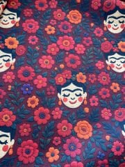 3D Nakış Çiçekli Meksika Kadınları Desenli Kumaş