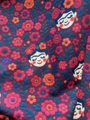 3D Nakış Çiçekli Meksika Kadınları Desenli Kumaş