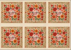 3D Krem Zeminli Çiçekli Runner ve Kırlent Kumaşı kırlent -45x45 cm- 6 adet