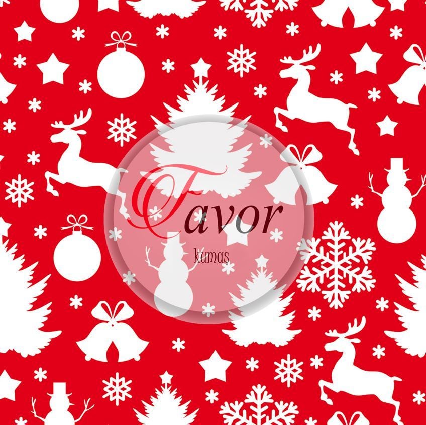 Kırmızı Beyaz Yılbaşı Desenli Kumaş