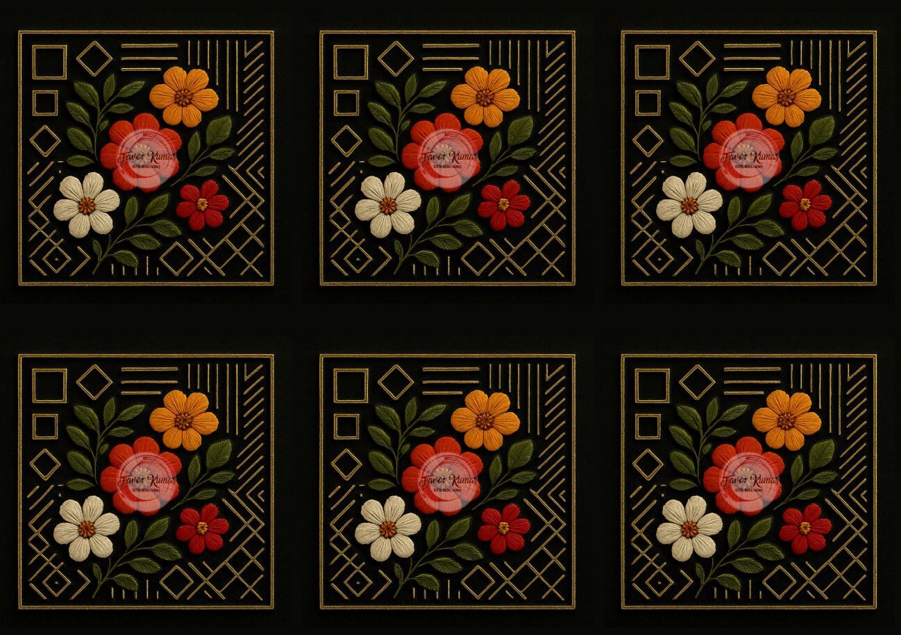 3D Siyah Zemin Çiçekli  Runner ve Kırlent Kumaşı kırlent -45x45 cm- 6 adet