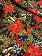 Possentya Yılbaşı Çiçeği Desenli Kumaş