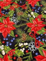 Possentya Yılbaşı Çiçeği Desenli Kumaş