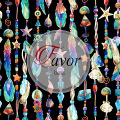 Boncuklu Süs Desenli Kumaş siyah