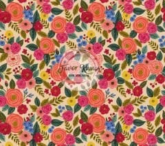 Renkli Bahar Çiçekleri Desenli Kumaş
