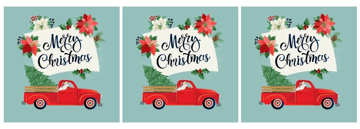 Merry Christmas Yazılı Kırlent Kumaşı 4