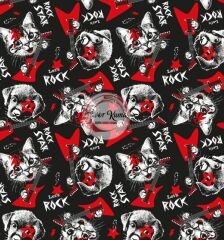Rock Star Kedi Desenli Kumaş