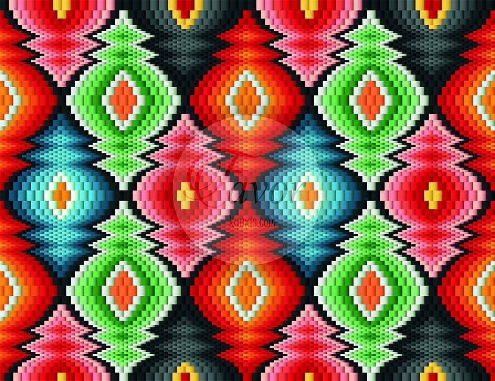 Renkli Soyut Geometrik Desenli Kumaş