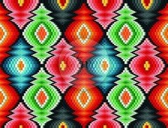 Renkli Soyut Geometrik Desenli Kumaş