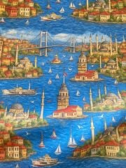 Nostalji İstanbul Desenli Kumaş