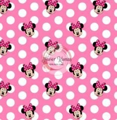 Puantiyeli Mickey Mouse Desenli Kumaş