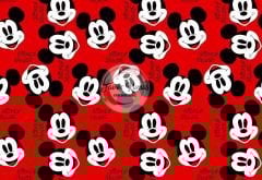 Kırmızı Mickey Mouse Desenli Kumaş