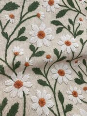 3D Nakış Papatya Desenli Kumaş 2