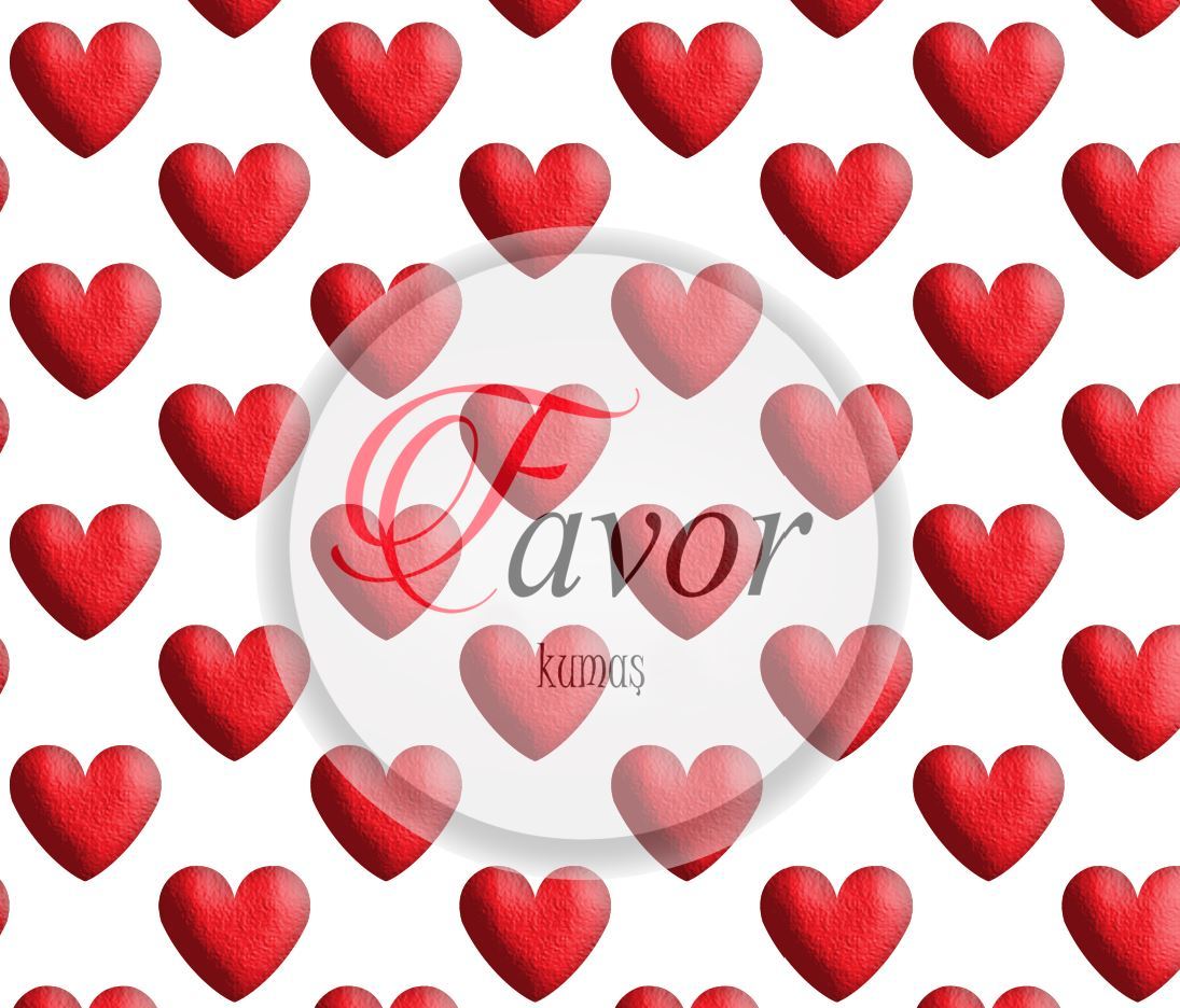 Kalp Desenli Pano Kumaş 1 mt runner