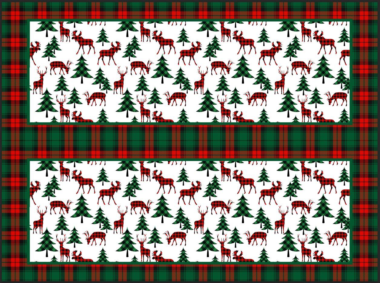 Yeşil Geyik Pano Desenli Kumaş 1 mt -2 adet runner