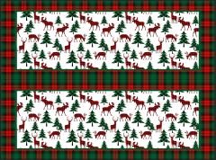 Yeşil Geyik Pano Desenli Kumaş 1 mt -2 adet runner