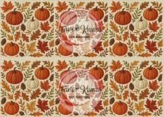 3D Krem Zemin Balkabağı Sonbahar Runner ve Kırlent Kumaşı