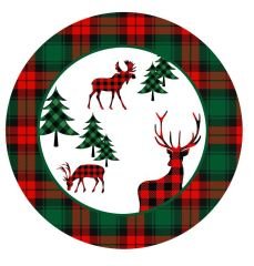 Yeşil Geyik Pano Desenli Kumaş 1 mt -6 adet supla