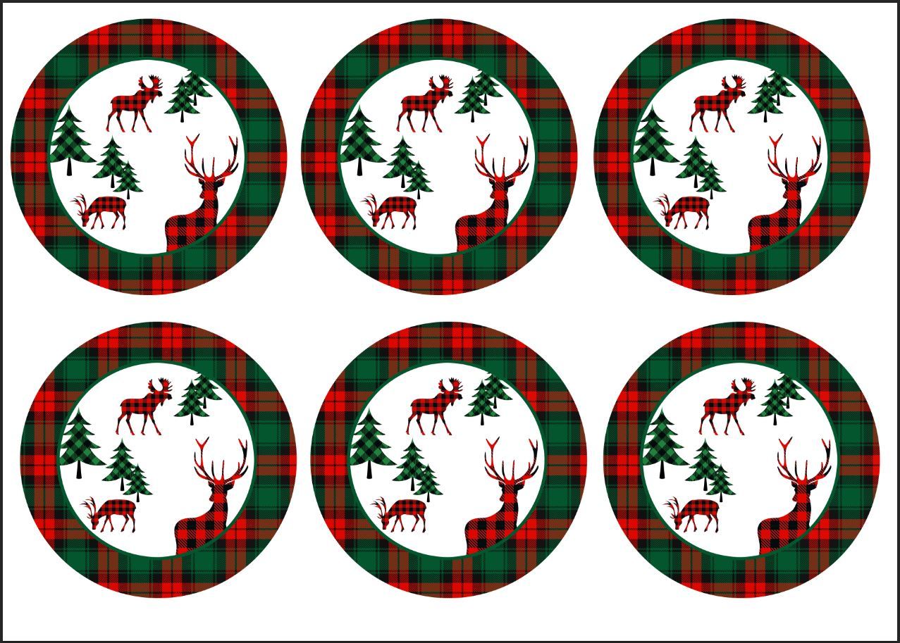 Yeşil Geyik Pano Desenli Kumaş 1 mt -6 adet supla