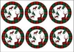 Yeşil Geyik Pano Desenli Kumaş 1 mt -6 adet supla