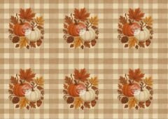 3D Ekose Zemin Balkabağı Sonbahar Runner ve Kırlent Kumaşı kırlent -45x45 cm- 6 adet