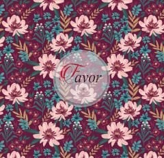 Bordo Çiçek Desenli Kumaş