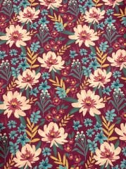 Bordo Çiçek Desenli Kumaş