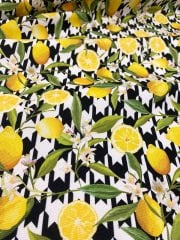 Ekose Limon Desenli Kumaş