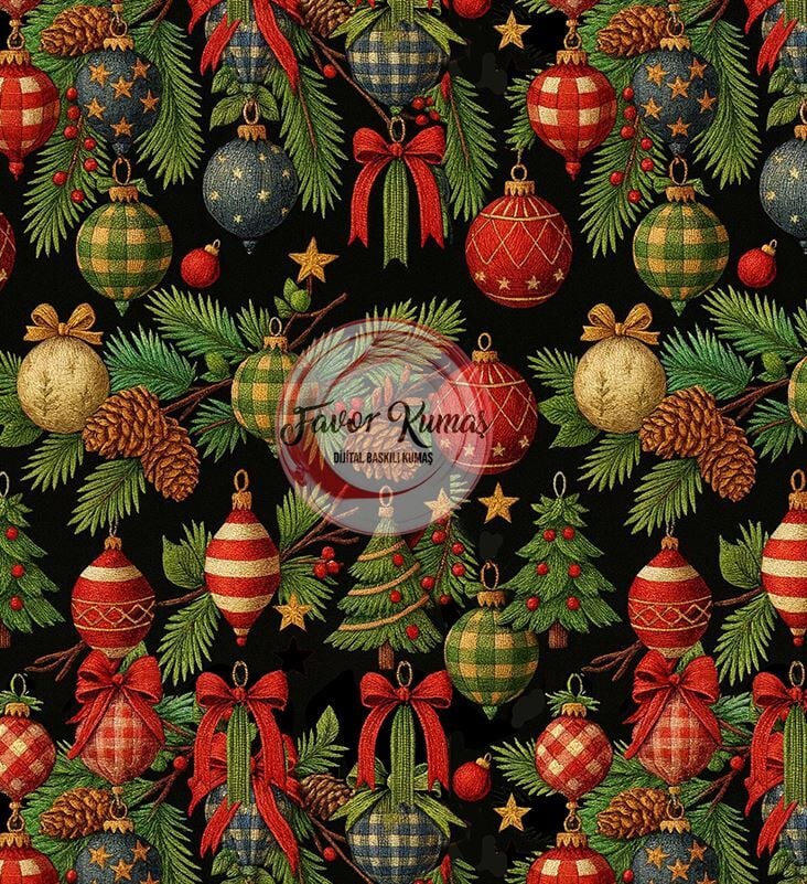 Yılbaşı Işıltısı Desenli Kumaş