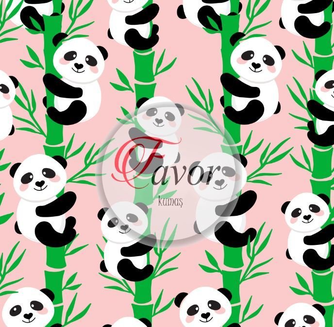 Panda Desenli Kumaş-2