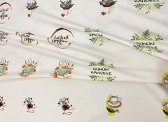 Kahve Supla Desen Baskılı Kumaş