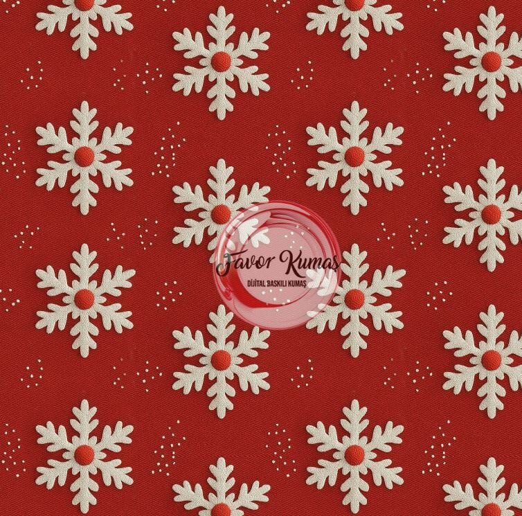 Kar Taneleri Desenli Kumaş