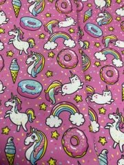 Neon Unicorn Desenli Kumaş